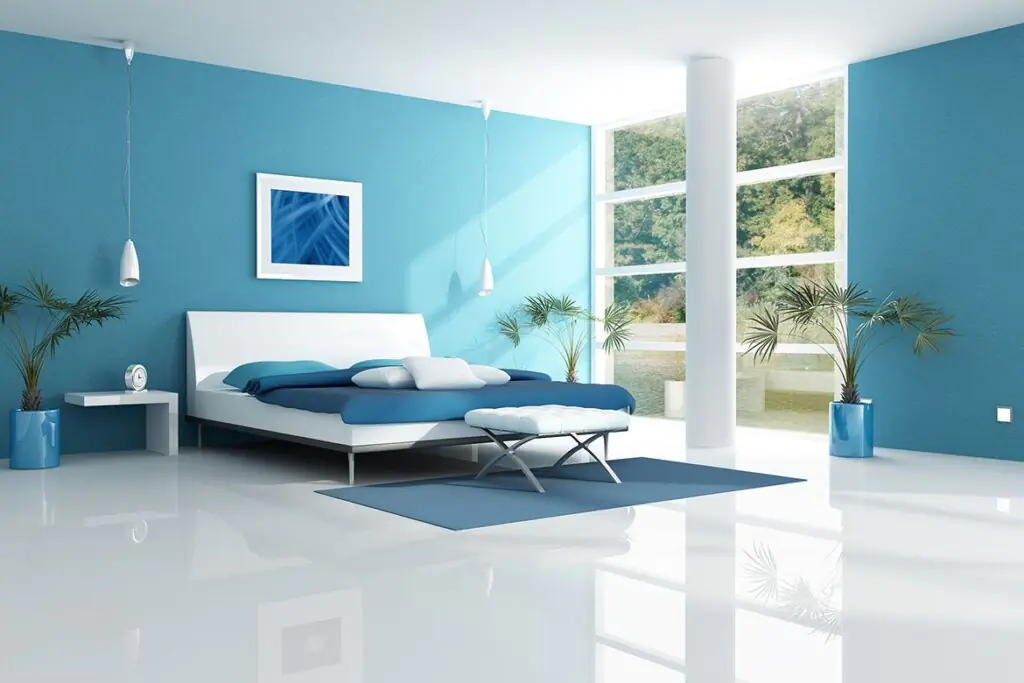 Contemporary blue bedroom